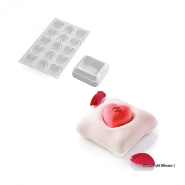 meilleur cadeau 7 Moules Silicone Coussin Et 1 Plaque 15 Cœurs Bombés SilikoMart Professional 1