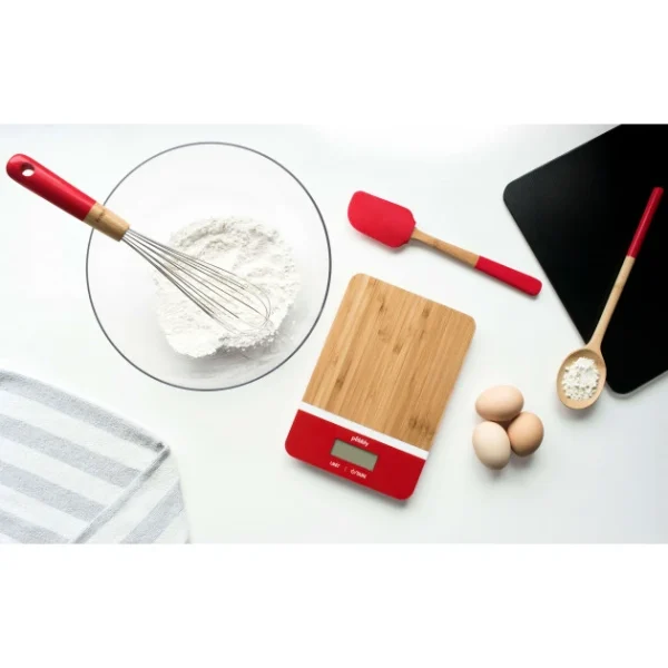 vente à bas prix Balance De Cuisine Electronique Bambou Rectangle Rouge 23 X 16 Cm Pebbly 3