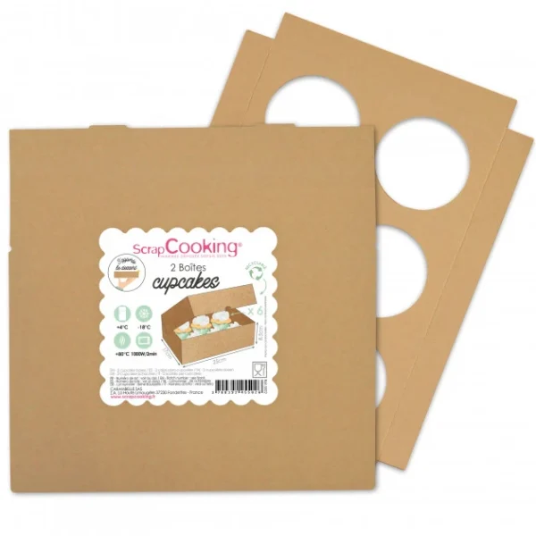 Boîte Cupcake En Carton 17 X 25 X 8,5 Cm (x2) Scrapcooking grande marque pas cher 1