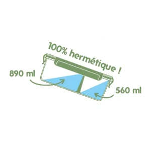 Boîte De Conservation En Verre Avec Compartiments Rectangle 1450 Ml Pebbly belle 6