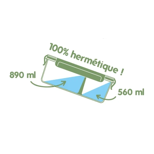 Boîte De Conservation En Verre Avec Compartiments Rectangle 1450 Ml Pebbly belle 3