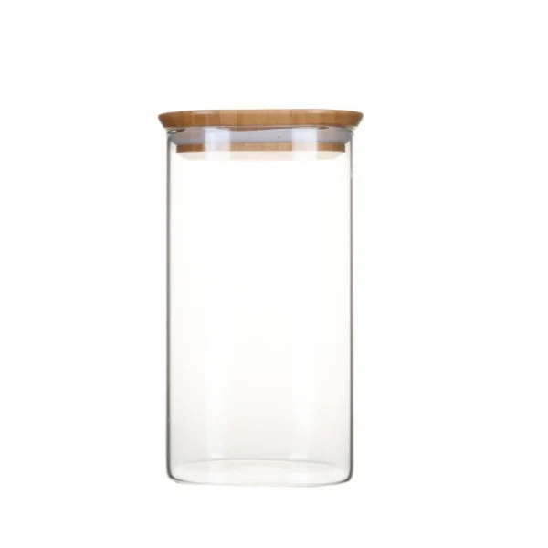 Retour gratuit en magasin. Boîte De Conservation En Verre Et Bambou Carré 1,4 L Pebbly 1