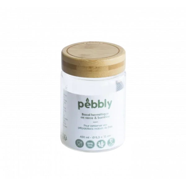 Boîte De Conservation En Verre Et Bambou Rond 450 Ml Pebbly aux meilleurs prix 1