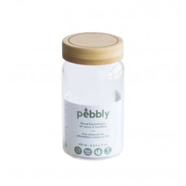 Acheter Maintenant Boîte De Conservation En Verre Et Bambou Rond 650 Ml Pebbly 1