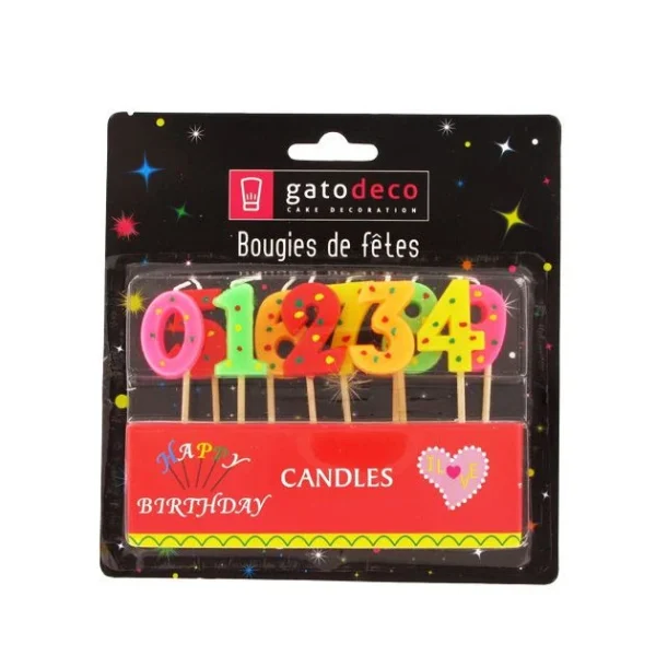 GATODECO Bougies Chiffres Sur Piques Assorties (x10) Gatodéco outlet soldes 1