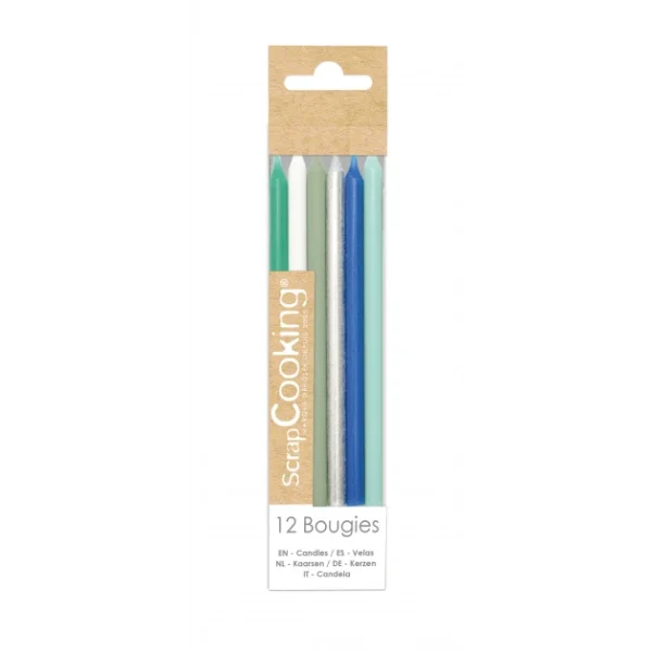 Bougies Longues Bleu Et Argent 12 Cm (x12) Scrapcooking Livraison rapide 1