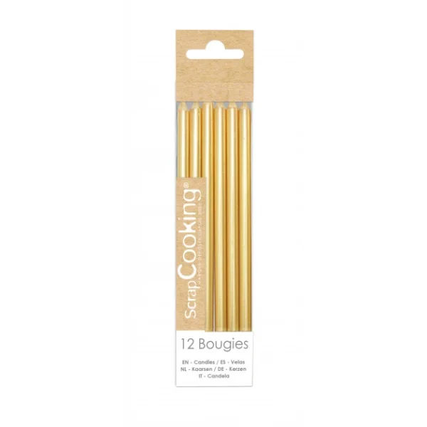 Bougies Longues Dorées 12 Cm (x12) Scrapcooking shopping pas cher 1