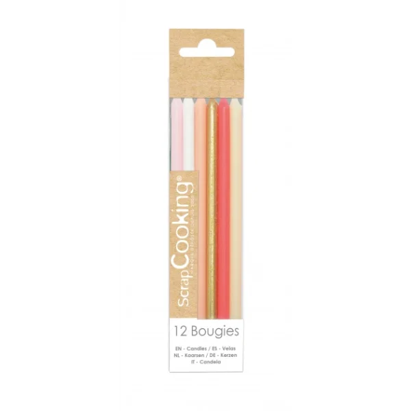 garantis authentique Bougies Longues Rose Et Or 12 Cm (x12) Scrapcooking 1