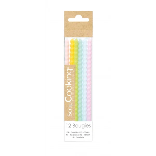 bas prix Bougies Longues Torsadées Pastel 12 Cm (x12) Scrapcooking 1