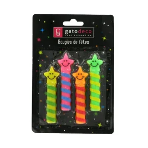 GATODECO Bougies Smileys Etoiles (x4) Gatodéco Meilleur Prix 6