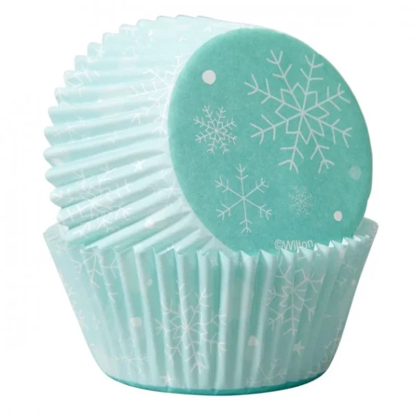 boutiqued pas cher Caissette Cupcake Flocons Neige Wilton (x75) 1