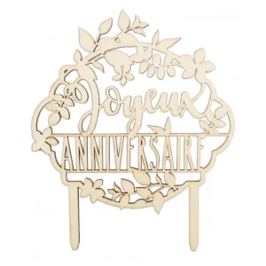 haute qualité Cake Topper Bois Joyeux Anniversaire 12,9 Cm Scrapcooking 6