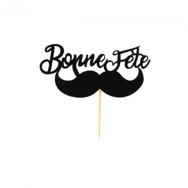 PATISDECOR Cake Topper Bonne Fête Moustache Sur Pic (x30) Patisdécor remise en ligne 1