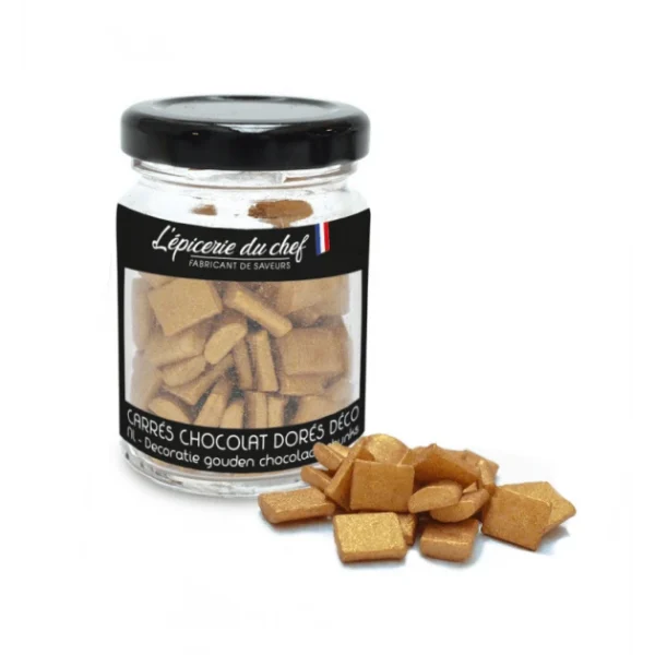 Carrés Chocolat Blanc Dorés Décoratifs 50 G L’Epicerie Du Chef marques pas cher 1