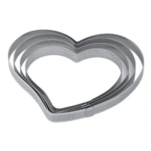 Cercle à Tarte Coeur Inox Micro-perforé 18 X 17 Cm X H 2 Cm Pavoni à prix très bas 1