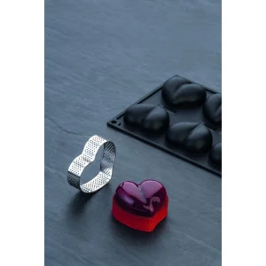 Cercle à Tarte Coeur Inox Micro-perforé 7,5 X 7 Cm X H 2 Cm Pavoni Protections acheteurs 7