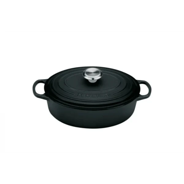 boutique en ligne Cocotte En Fonte Ovale Basse 27 Cm Noir Mat Le Creuset Signature 1