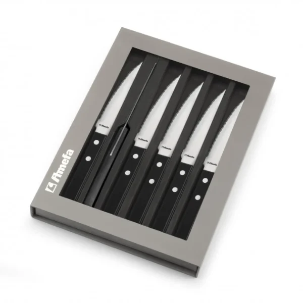 soldes officiel Coffret 6 Couteaux Steak Pizza Noir 21,5 Cm Amefa 3