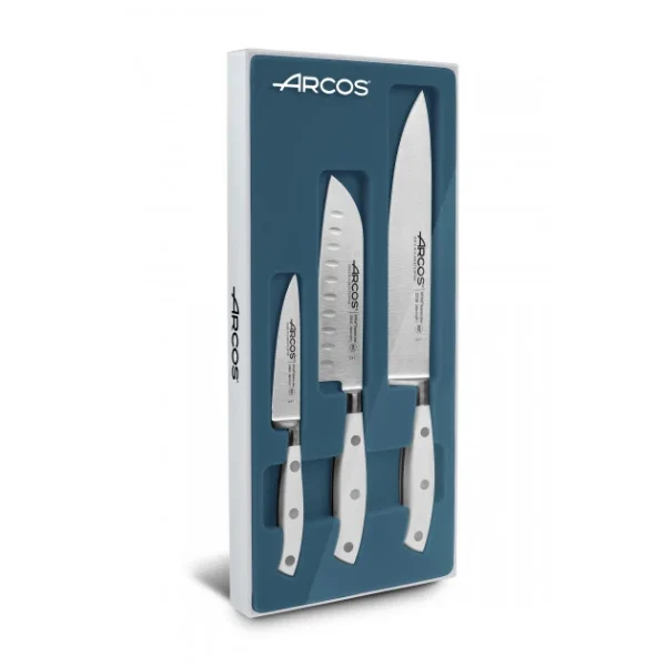 en ligne Coffret Couteaux RIVIERA BLANC (x3) Arcos 1