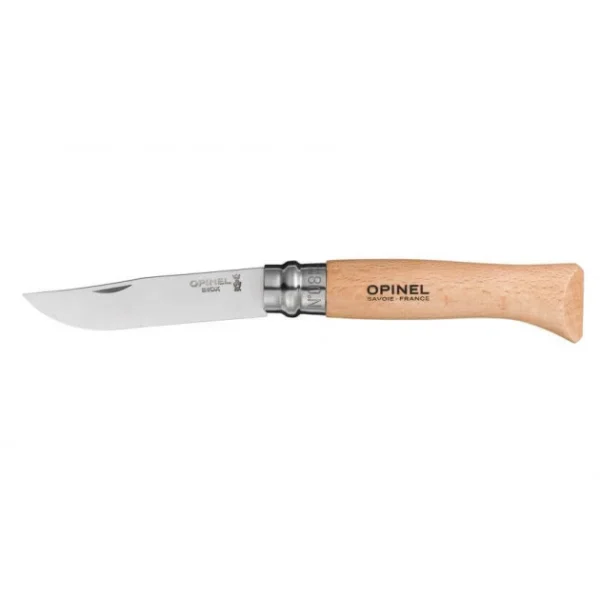 Couteau De Poche N°8 En Inox Avec Etui Naturel Opinel shopping pas cher 1