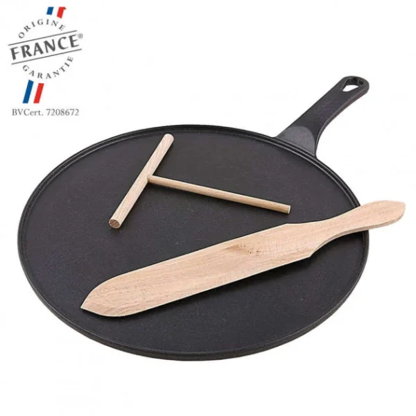 Crêpière Fonte Émaillée 30 Cm Noir Avec Accessoires Chasseur vente luxe pas cher 1