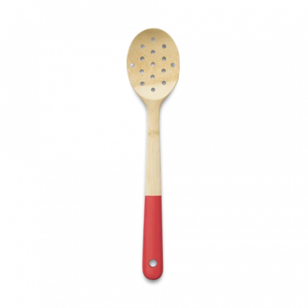 Cuillère De Cuisine Ajourée Bambou 30 Cm Rouge Pebbly Retour Facile et Gratuit 1