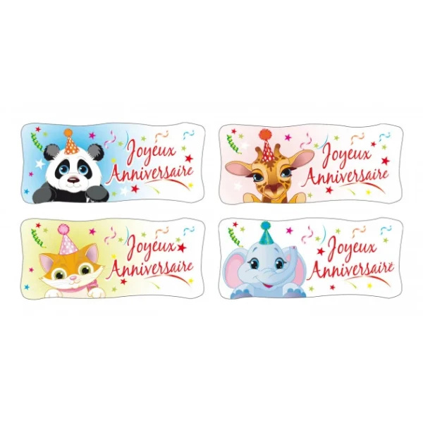 Décoration En Azyme Joyeux Anniversaire Animaux X 24 Florensuc prix pas cher 1