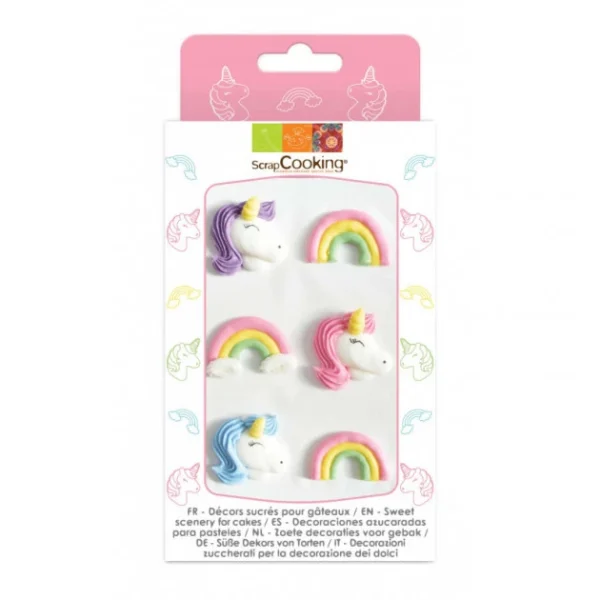 soldes en ligne Décors En Sucre Licorne Et Arc En Ciel X6 Scrapcooking 1