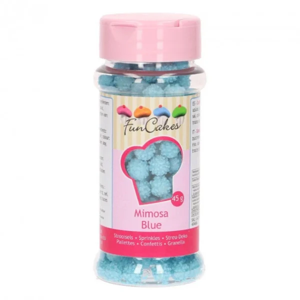 dernières Décors En Sucre Mimosa Bleu 45g Funcakes 1