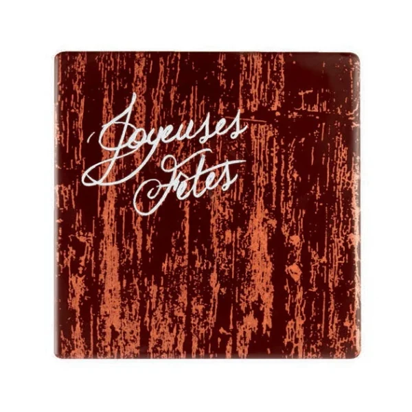 boutique pas cher Embout De Bûche Carré Joyeuses Fêtes Décor En Chocolat 80×80 Mm (x42) Florensuc 3