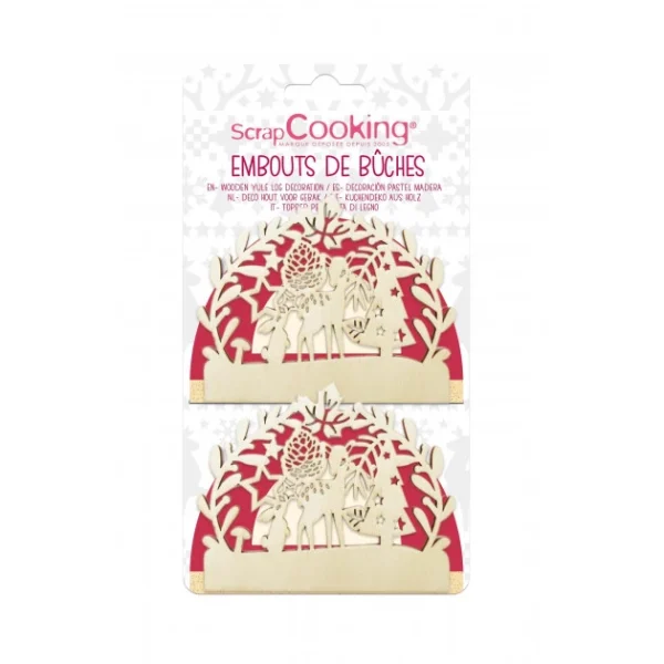 magasin Embout De Bûche De Noël En Bois 10 Cm Forêt Enchantée (x2) Scrapcooking 1