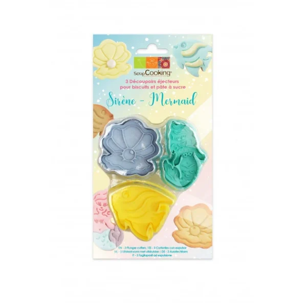 online boutique Emporte-Pièce Sirène, Coquillage, Poisson X3 Avec Poussoir éjecteur Scrapcooking 1