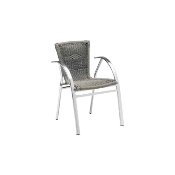 magasin pas cher Fauteuil Tressé Structure Aluminium Djerba Gris Lyrose 1