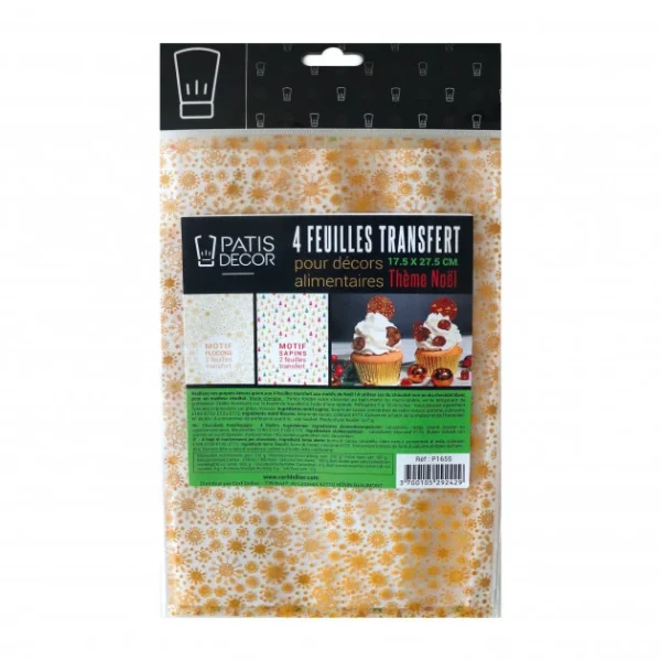 De super promotions disponibles PATISDECOR Feuille Transfert Chocolat Noël 17,5 X 27,5 Cm (x4) Patisdécor 1