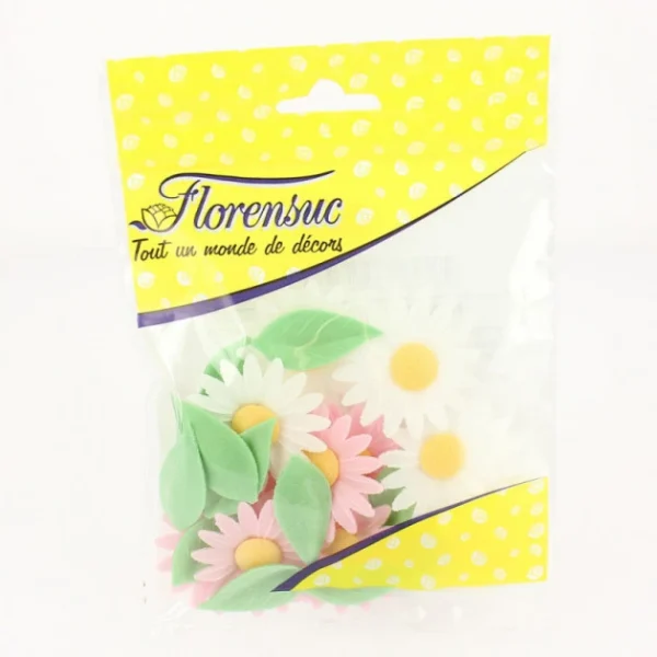 FLORENSUC Fleurs De Marguerites Roses Et Blanches X12 – En Azyme Prix très abordable 1