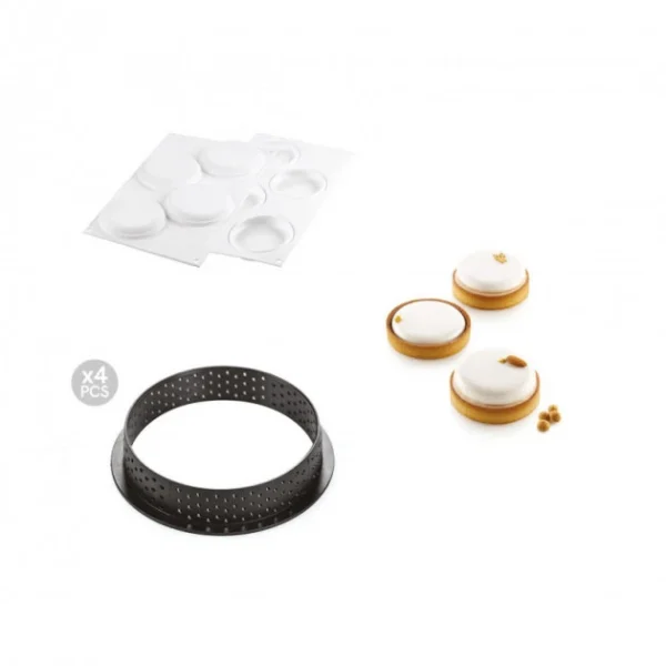 Kit Moule Silicone 4 Tartelettes Ø 100mm Silikomart Professional grande qualité 1