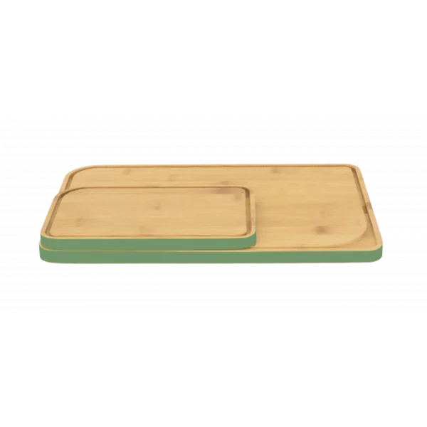 de garantie authentique Lot 2 Planches à Découper Bambou Avec Rigole Vert Sauge Pebbly 3