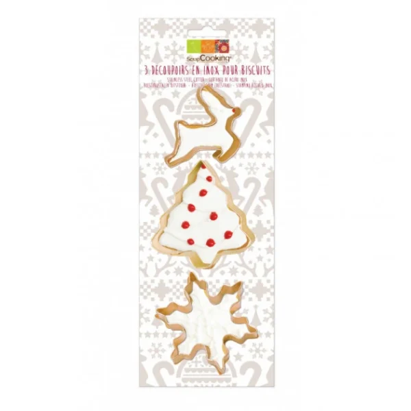 Lot Découpoirs Noël Inox Dorés X3 Scrapcooking boutique en ligne france 1