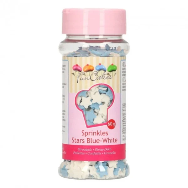 Mini Etoiles Bleues Et Blanches En Sucre 60 G Funcakes magasin pour 1