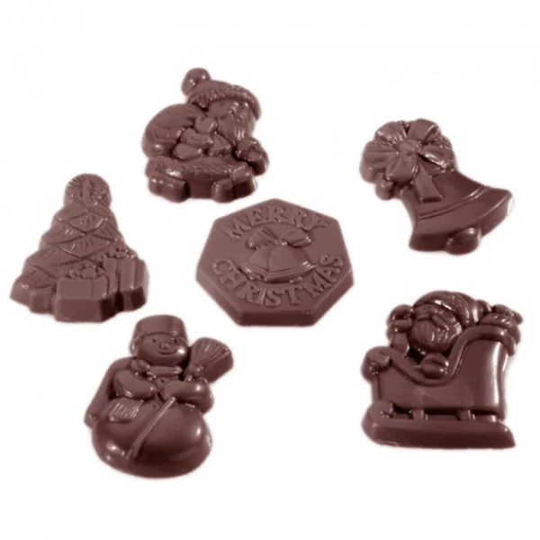 jusqu'à Moule Chocolat Figurines De Noël (x18) Chocolate World 1