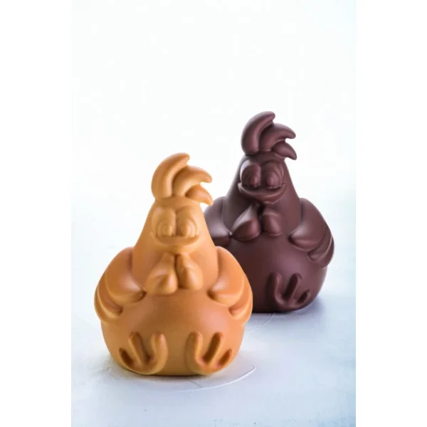 authentiques Moule Chocolat Poule Rafael 13,8 X 13,2 Cm X H 18 Cm (x2) Pavoni 1