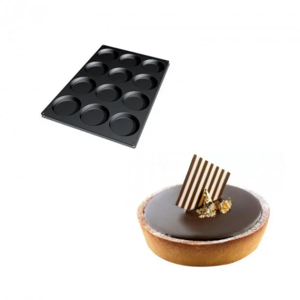 site en ligne Moule Silicone 12 Fonds De Tarte Biscuit Ø12 X 2,2 Cm 120ml SilikoMart Professional 1