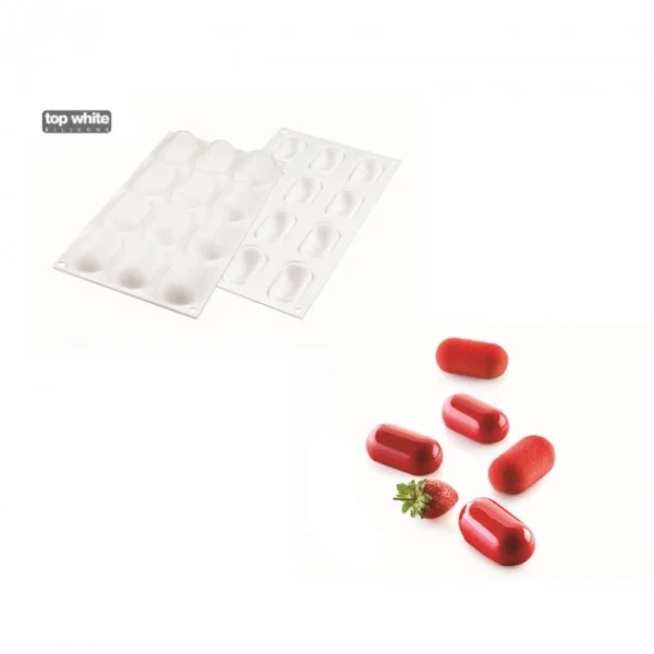 à prix réduits Moule Silicone 12 Minis Ovales Bombés 5,8 X 2,9 Cm 30ml SilikoMart Professional 1