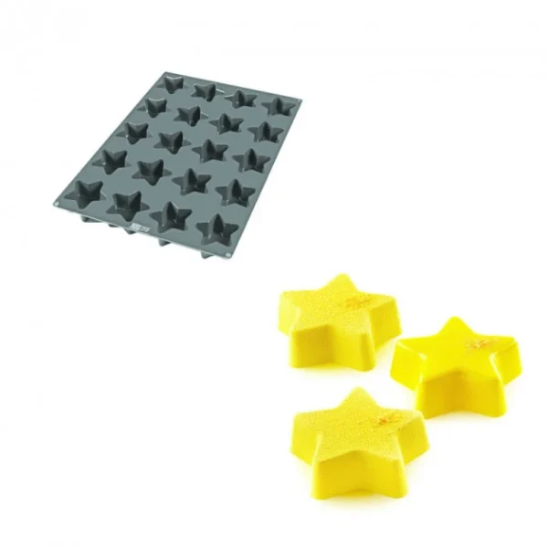 soldes de Noël Moule Silicone 20 Etoiles Ø9,5 X 7 Cm 135ml SilikoMart Professional 1