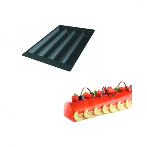 qualité d’originales Moule Silicone 4 Bûches Rondes 49,5 X 8 X H 6,3 Cm 2137ml SilikoMart Professional 1