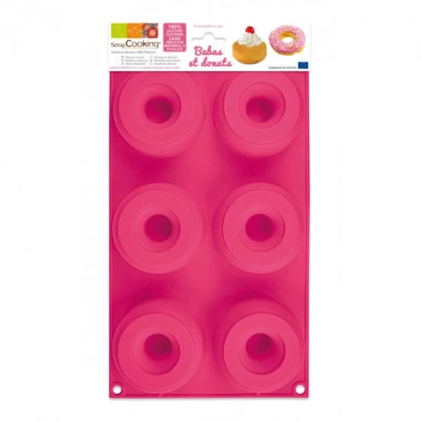 Moule Silicone 6 Donuts Ou Babas Ø7,5 X2,8 Cm Scrapcooking livraison la plus rapide 1