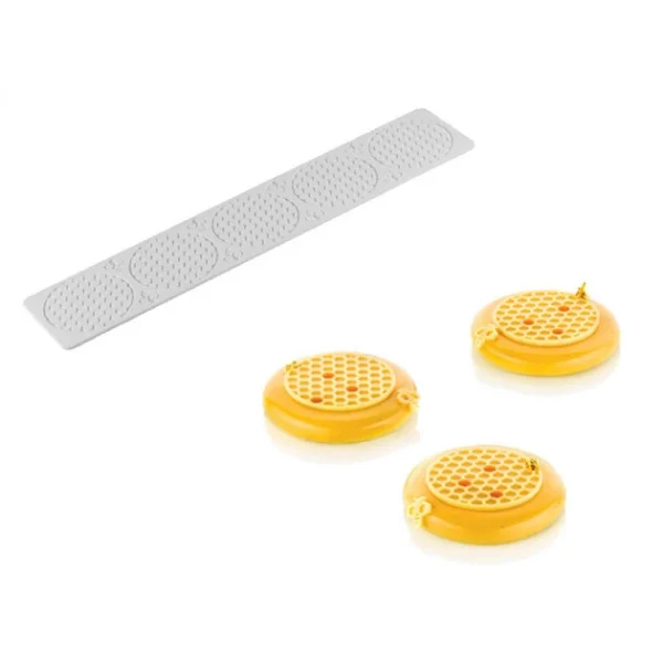 Moule Silicone Décor Alvéoles Ø 7,5 Cm X H 0,35 Cm (x5) Silikomart Professional magasin france 1