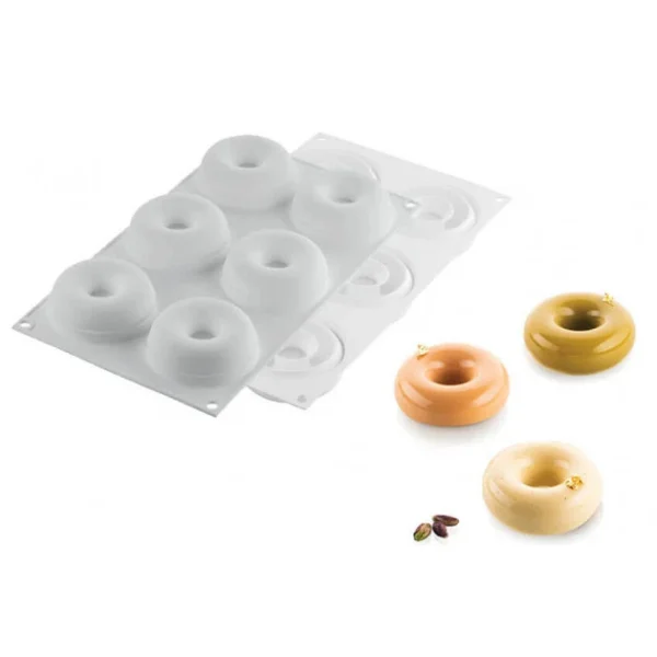 boutique en france Moule Silicone Donuts Gourmands Ø 7,2 Cm X H 2,7 Cm (x6) Silikomart Professional 1