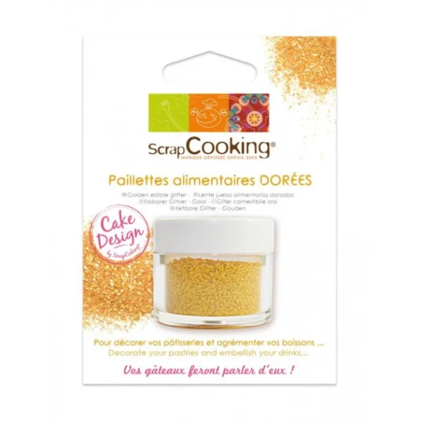 Meilleur Prix Paillettes Alimentaires Dorées 5g Scrapcooking 1