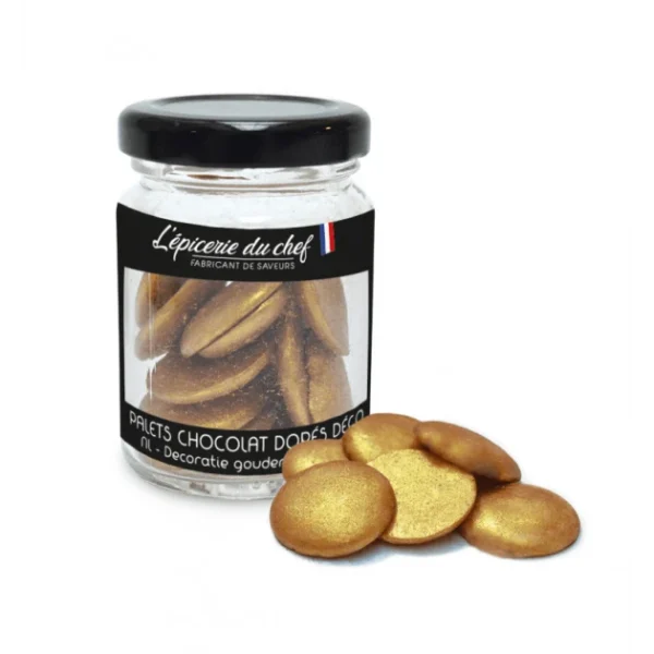 grande qualité Palets Chocolat Blanc Dorés Décoratives 40 G L’Epicerie Du Chef 1